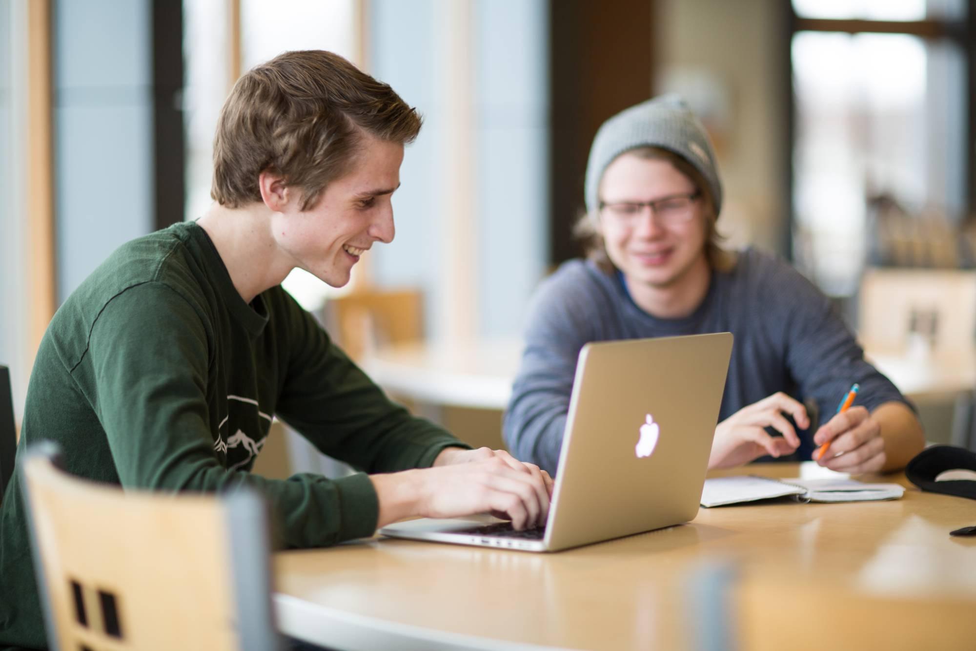 students in the library